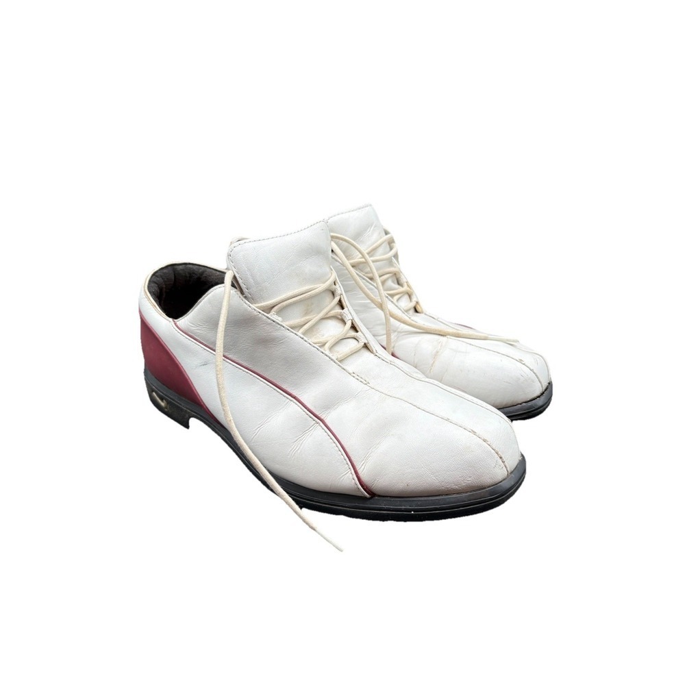 Vintage Nike Verdana Last Golf Shoes‎ Women's US 8 White Burgundy Leather Spikes